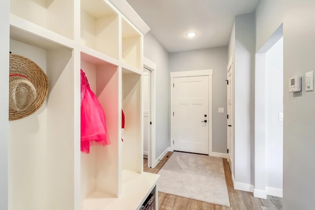 mudroom featuring light wood-type flooring