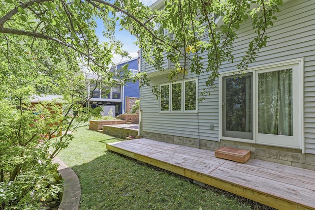 view of yard with a deck