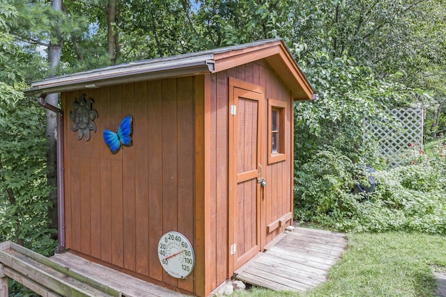 view of shed