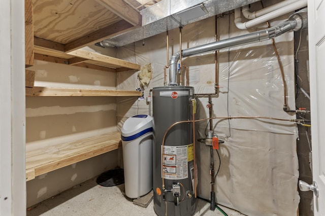 utility room with water heater