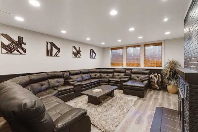 living room featuring light hardwood / wood-style flooring