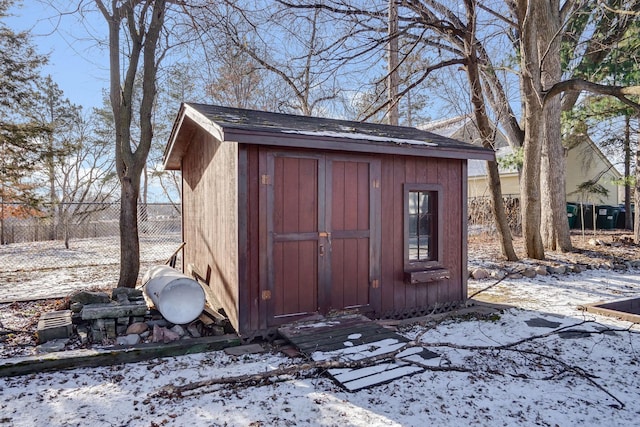 view of snow covered structure