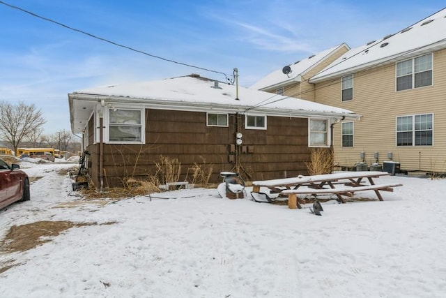 view of snow covered property