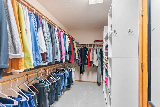 walk in closet featuring carpet