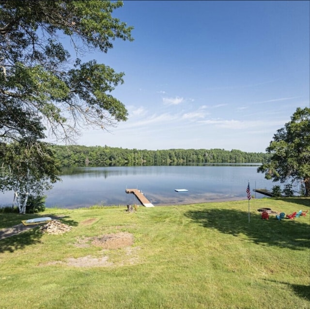 view of water feature with a wooded view