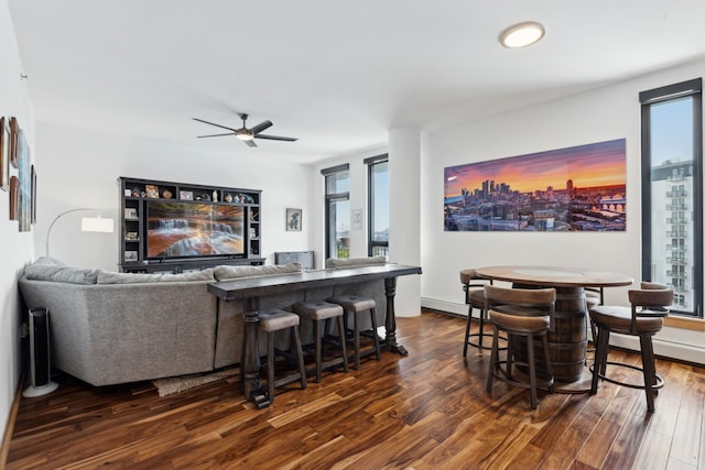 1240 2nd St Unit 704, Minneapolis, MN 55415 - living room featuring dark wood finished floors and ceiling fan