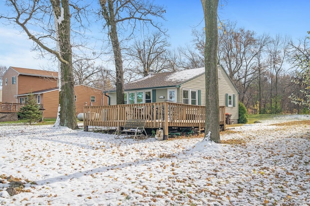 view of front of home with a deck