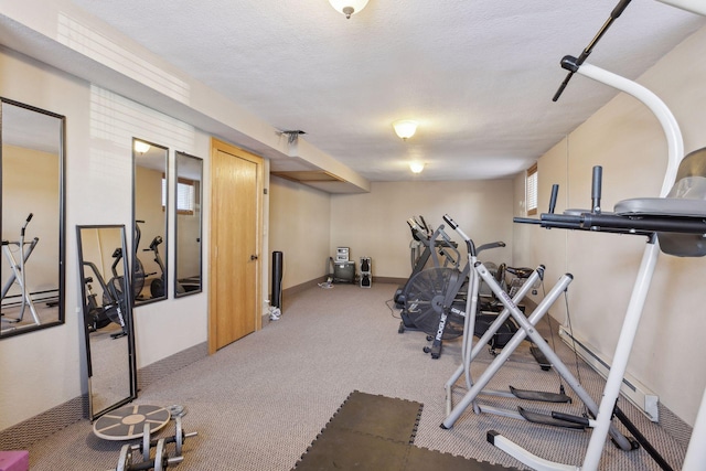 2701 Harriet Ave Unit 200, Minneapolis, MN 55408 - workout room featuring carpet and a textured ceiling