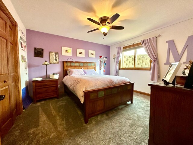 13943 Sundberg Ave, Graham Lakes Twp, MN 56131 - carpeted bedroom with a ceiling fan and baseboards