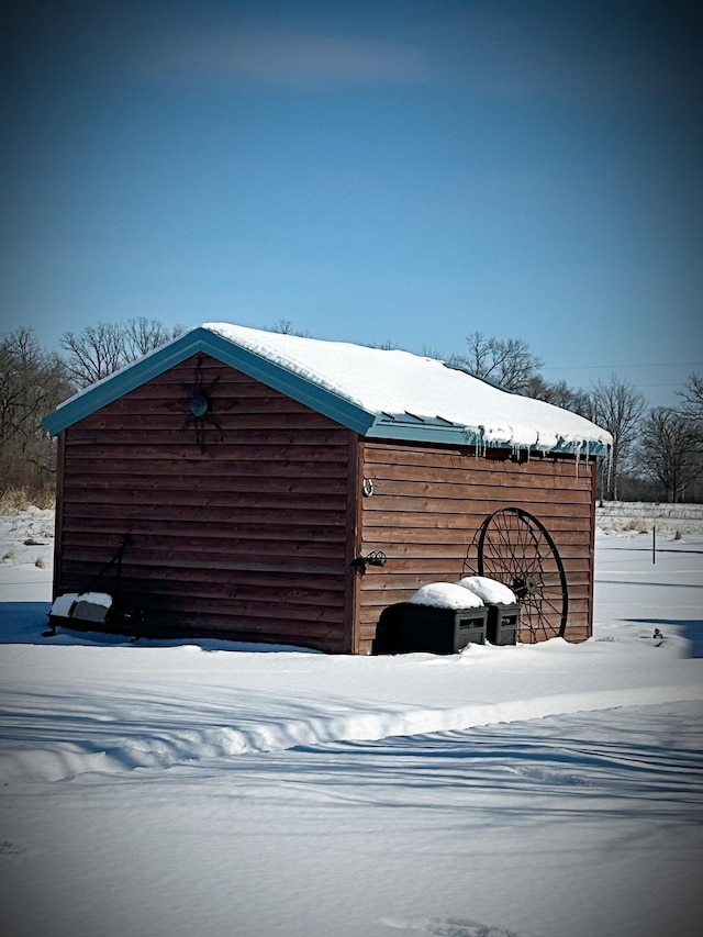 view of snow covered exterior