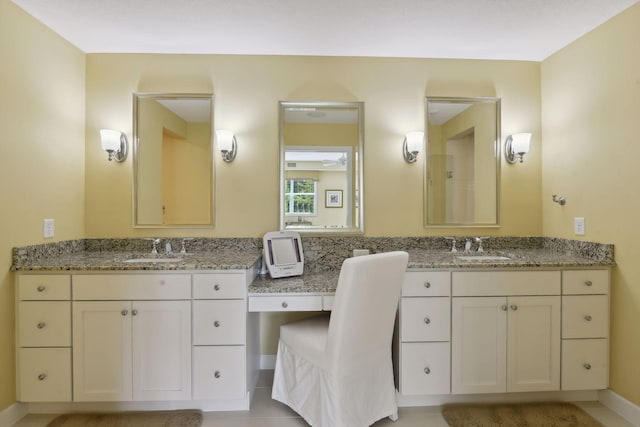 bathroom featuring two vanities and a sink