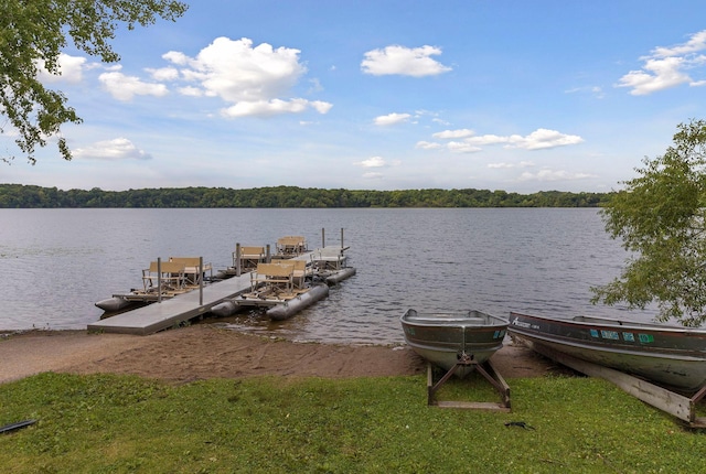 dock area featuring a water view