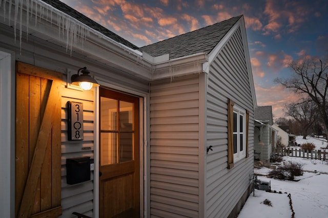 view of snowy exterior