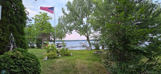 view of water feature featuring a dock