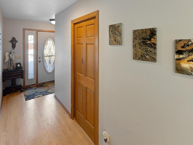 foyer entrance featuring light wood-type flooring