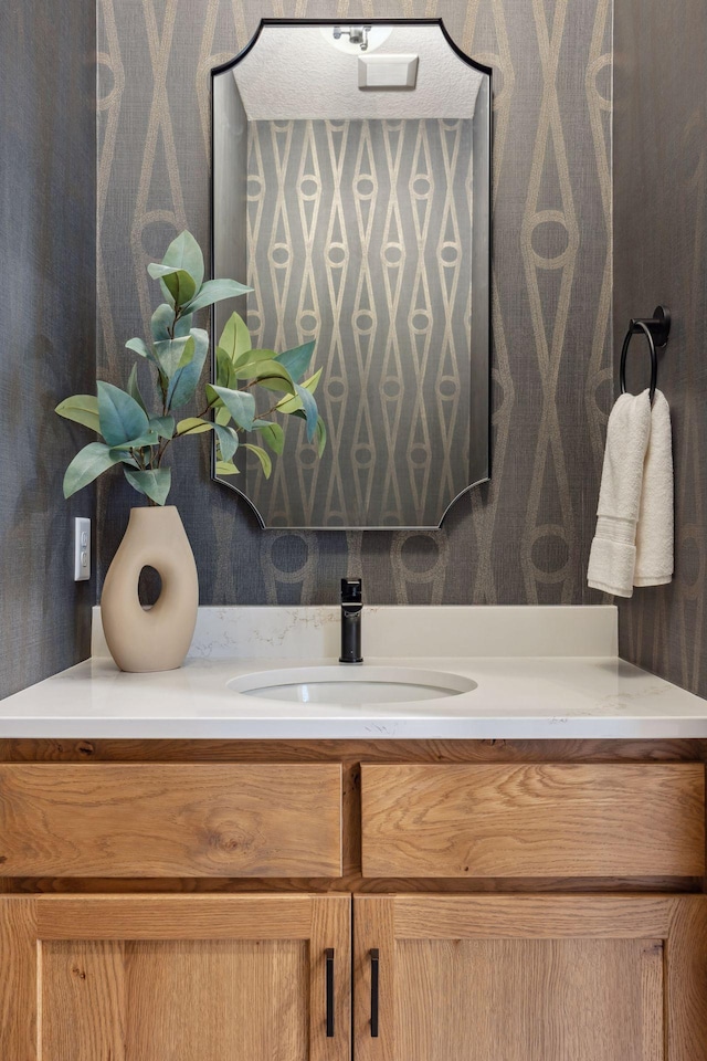 4718 Ordell Trl N, Stillwater, MN 55082 - bathroom with vanity and wallpapered walls