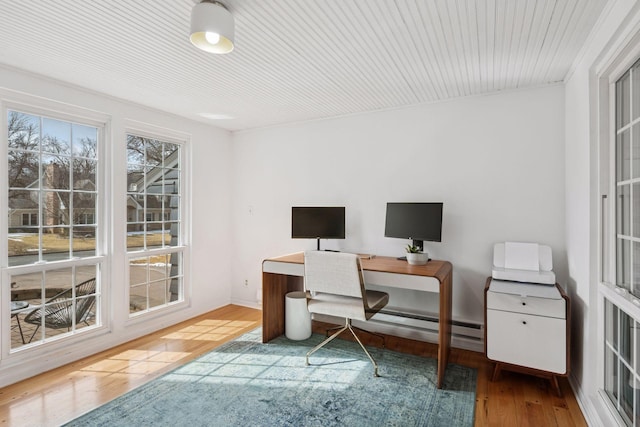 office space featuring wood finished floors