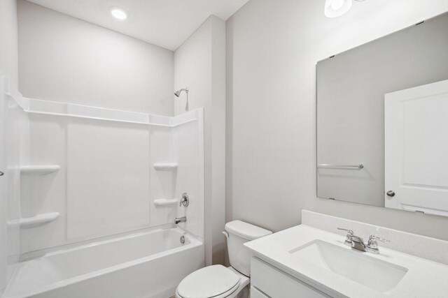1683 Oak Creek Ct, Chaska, MN 55318 - full bathroom with vanity, shower / bathtub combination, toilet, and recessed lighting