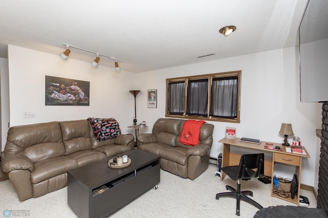 living room featuring carpet flooring