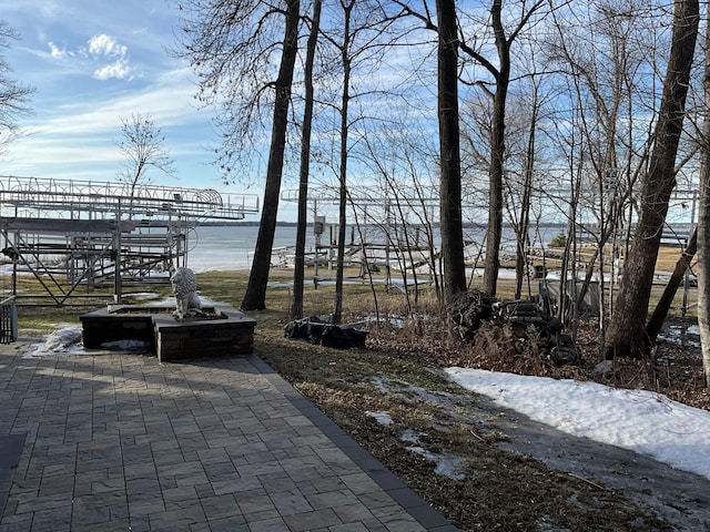 view of patio featuring a fire pit