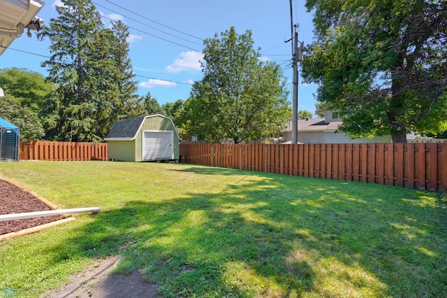 view of yard with a shed