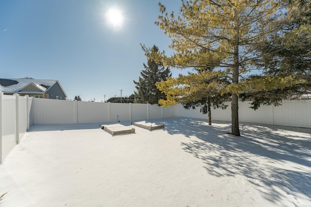 view of yard featuring a fenced backyard