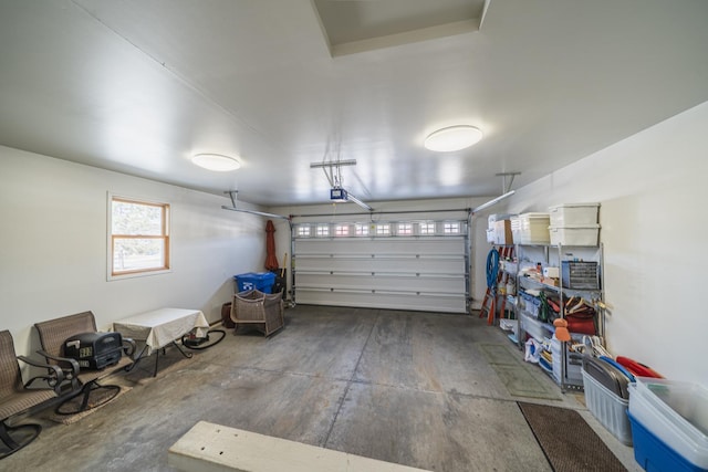 garage with a garage door opener