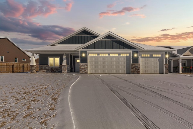 view of front of house with a garage