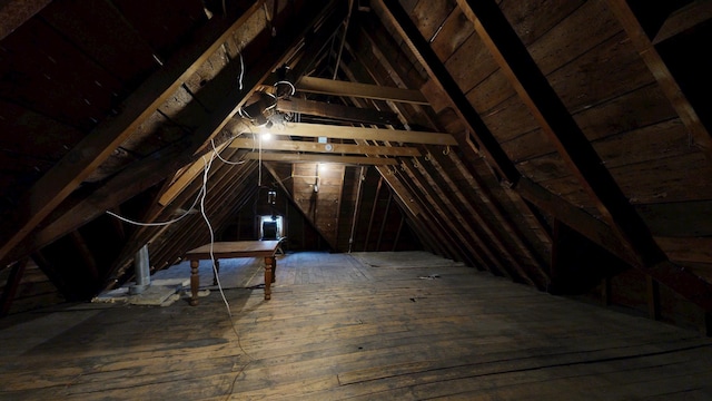 view of unfinished attic