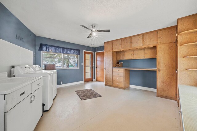 230 Mcleod Ave W, Winsted, MN 55395 - washroom with separate washer and dryer, baseboards, cabinet space, and ceiling fan