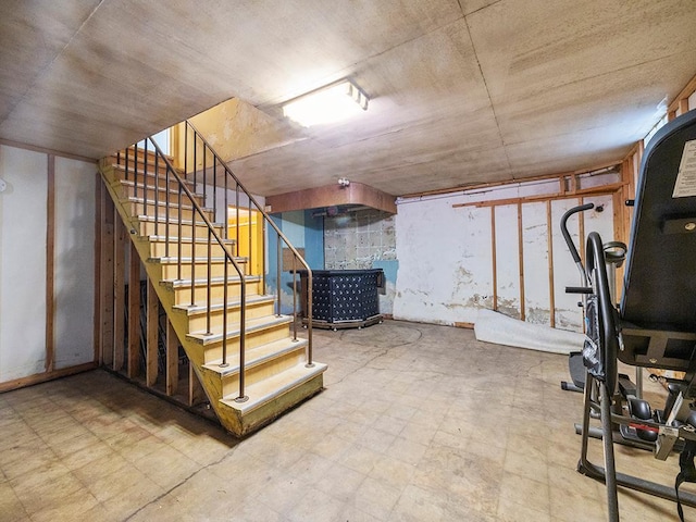 230 Mcleod Ave W, Winsted, MN 55395 - basement featuring stairs and tile patterned floors