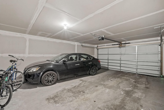 garage with a garage door opener