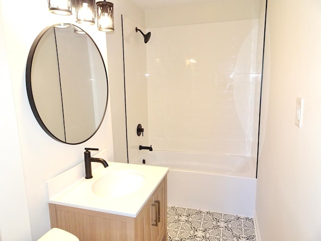 bathroom featuring shower / bathing tub combination, vanity, and tile patterned floors