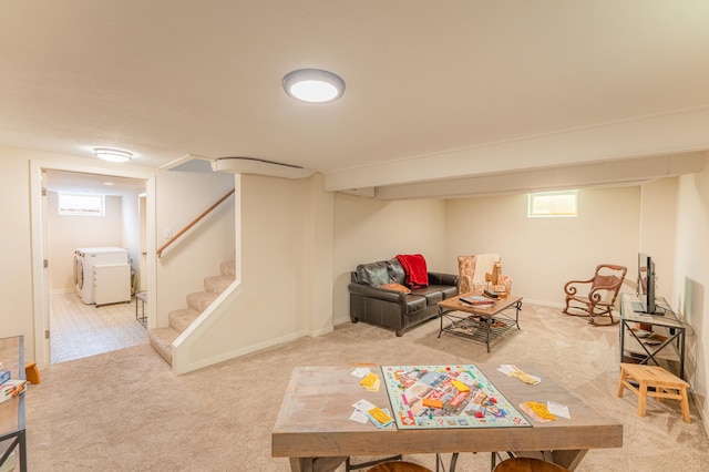 living room featuring plenty of natural light and carpet floors