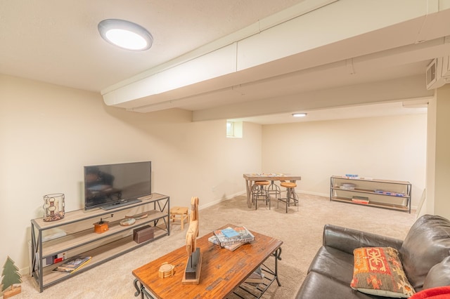 living room with carpet flooring