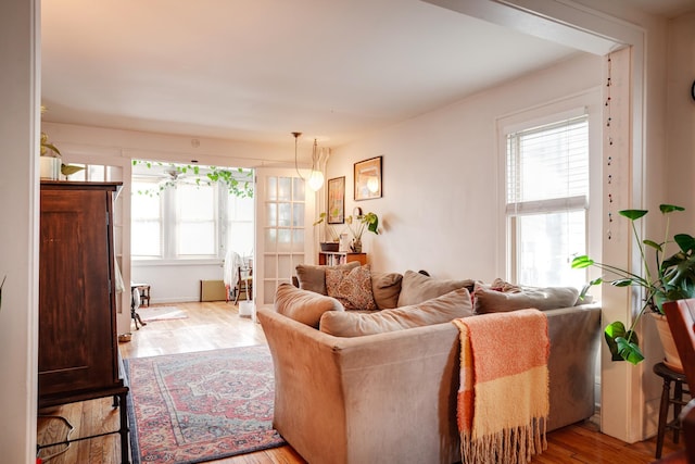 living room featuring light wood finished floors