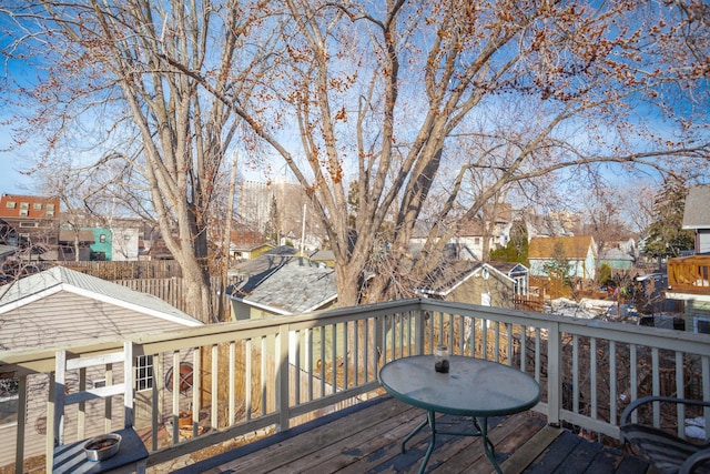 deck with a residential view