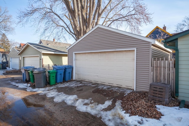 view of detached garage