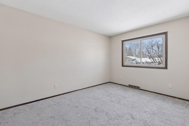 empty room featuring carpet and a textured ceiling