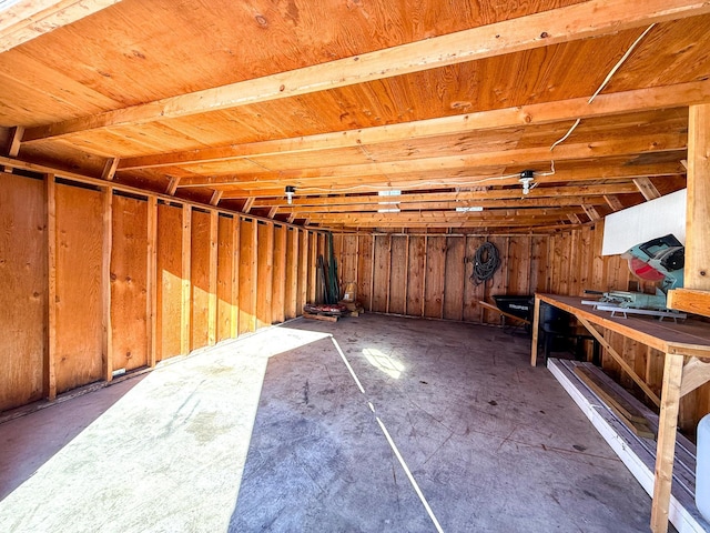 interior space with a garage