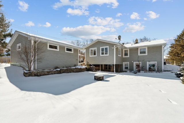 view of snow covered property