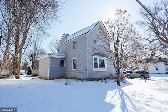 view of snow covered exterior