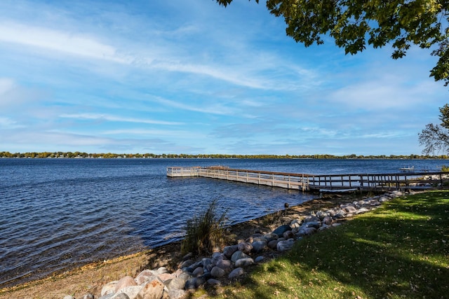 view of dock featuring a water view