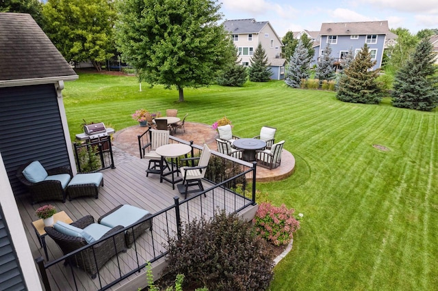 view of yard with a wooden deck