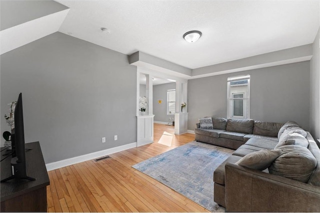 living room featuring light hardwood / wood-style flooring