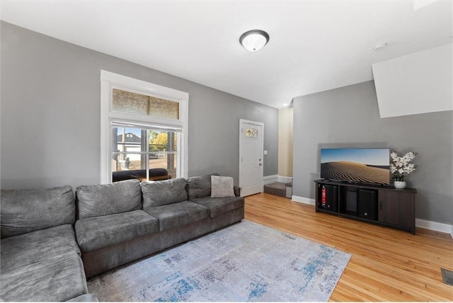 living room with hardwood / wood-style floors