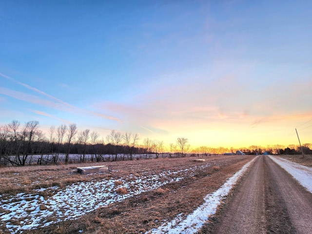 view of road with a rural view