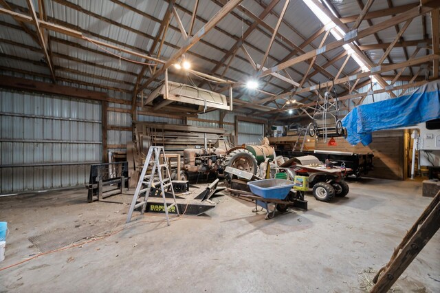 garage featuring metal wall