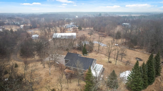 aerial view with a rural view