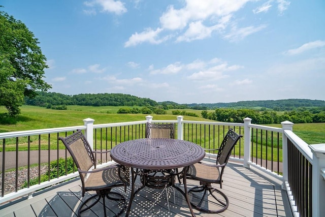 N7900 County Road J, Sherman Twp, WI 54751 - wooden terrace featuring a wooded view